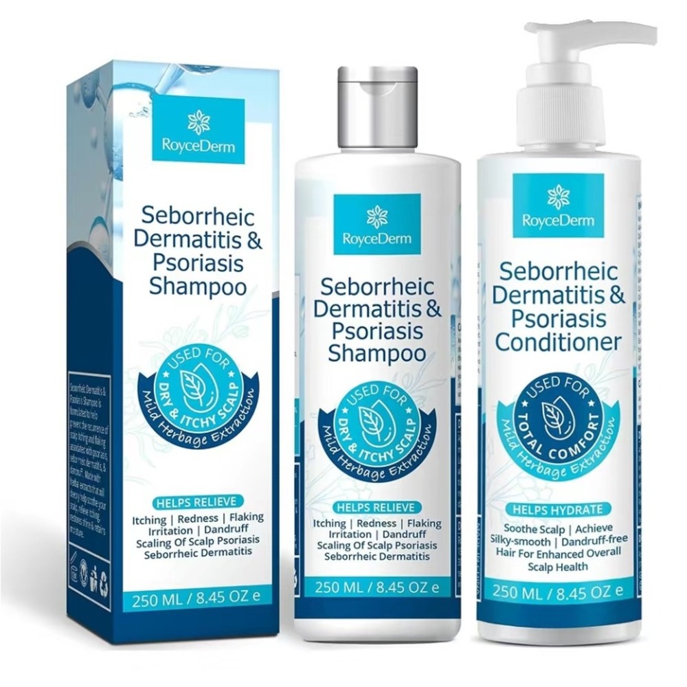 RoyceDerm Seborrheic‎ Dermatitis Psoriasis Shampoo Conditioner Set 8.45oz 250ml